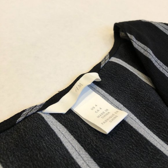 H&M Black Gray Stripes Peplum Shirt Size 4 or S - Picture 5 of 6